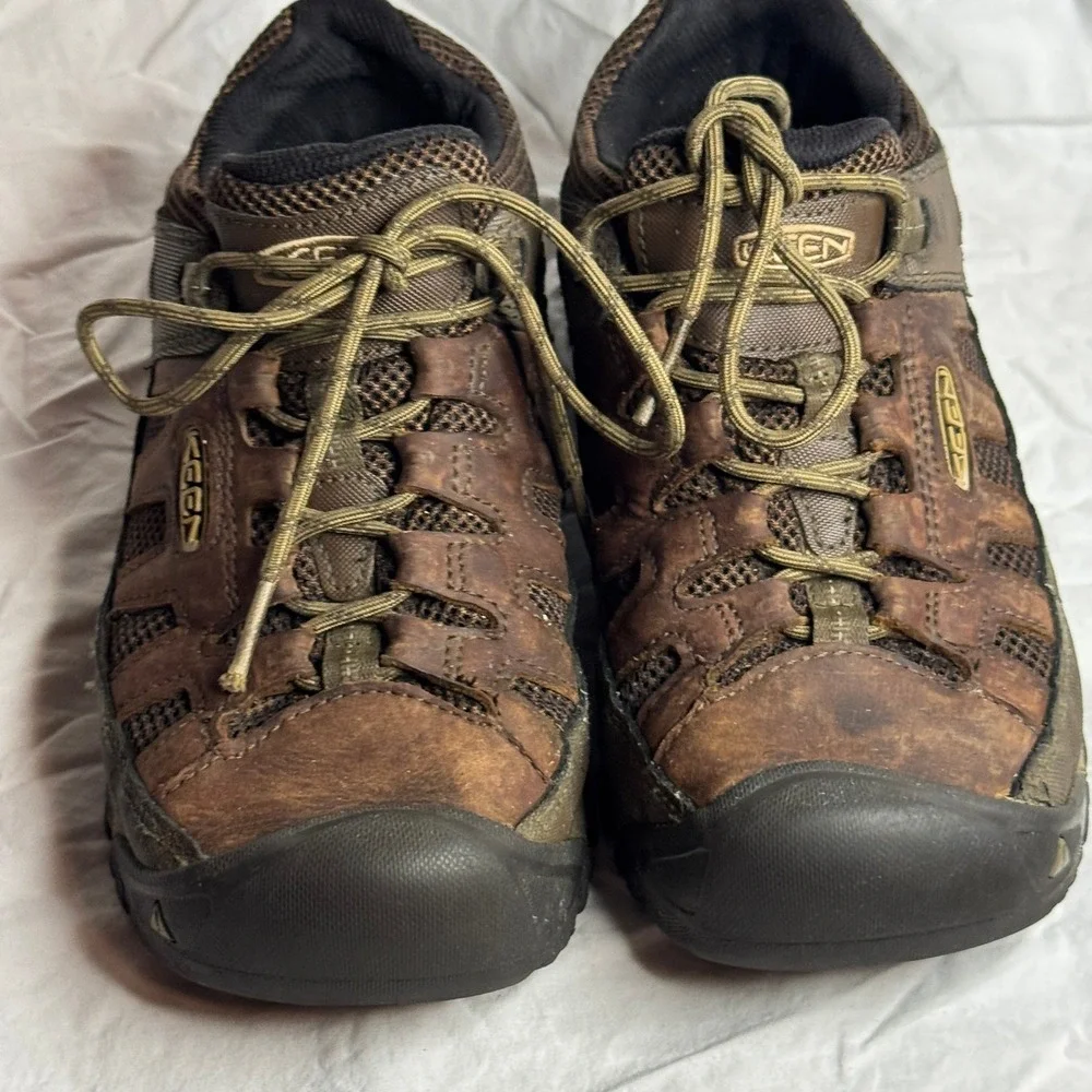 KEEN Brown Leather Mesh‎ Hiking Trail Outdoor Shoes Men US 8